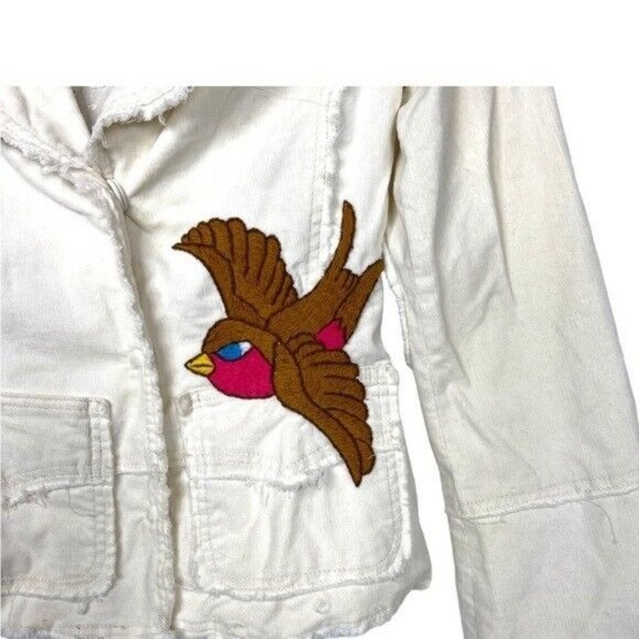 Johnny Was Womens Sz S Hand Embroidered Ivory Corduroy Blazer Jacket - Picture 6 of 9